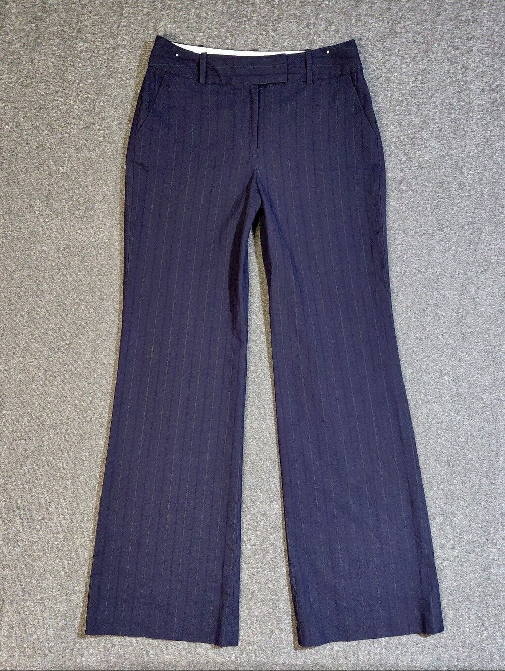 Navy Pinstripe Stretch Dress Pants Mid Rise Bootcut Sz 4